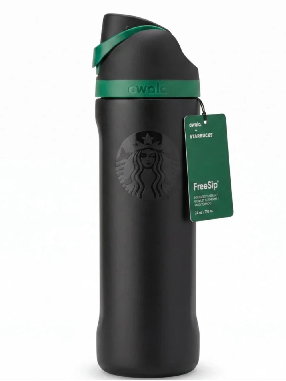 Owala x Starbucks FreeSip 24oz Black & Green Insulated Bottle